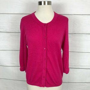 Kate Spade Women's Size Medium M Somerset Cardigan Pink 3/4 Sleeve Bows Knit